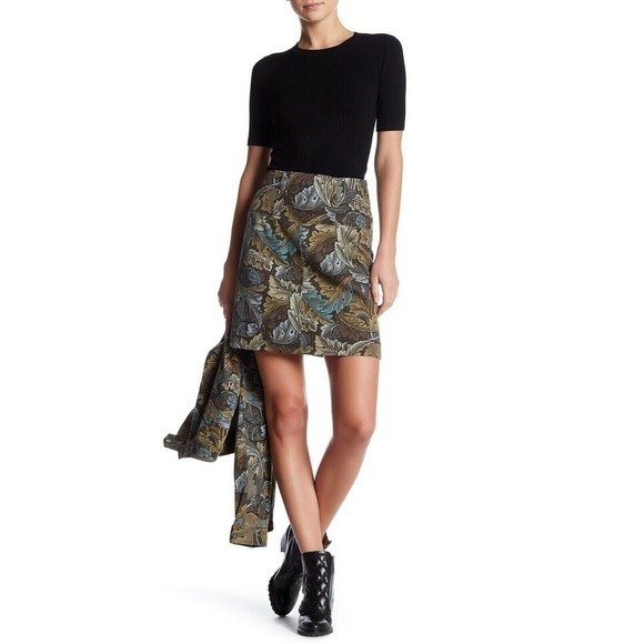 NWT Marc by Marc Jacobs Leaf Print Mini Skirt Women's Elm Brown Multi Size 2 - Picture 1 of 8